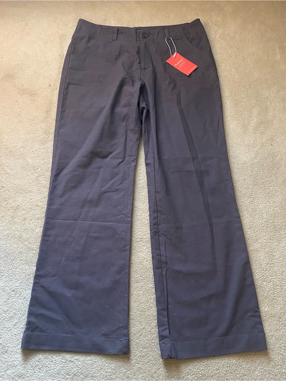 NWT Flamingo Womens Gray Mid Rise Wide Leg Pant Large Curves Flat Front